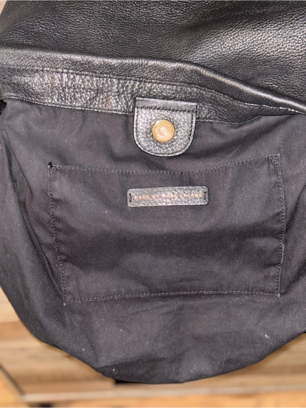 MARC JACOBS BLACK PEBBLED Leather Shoulder Hobo Bag - Classic Elegant Style - Picture 7 of 9
